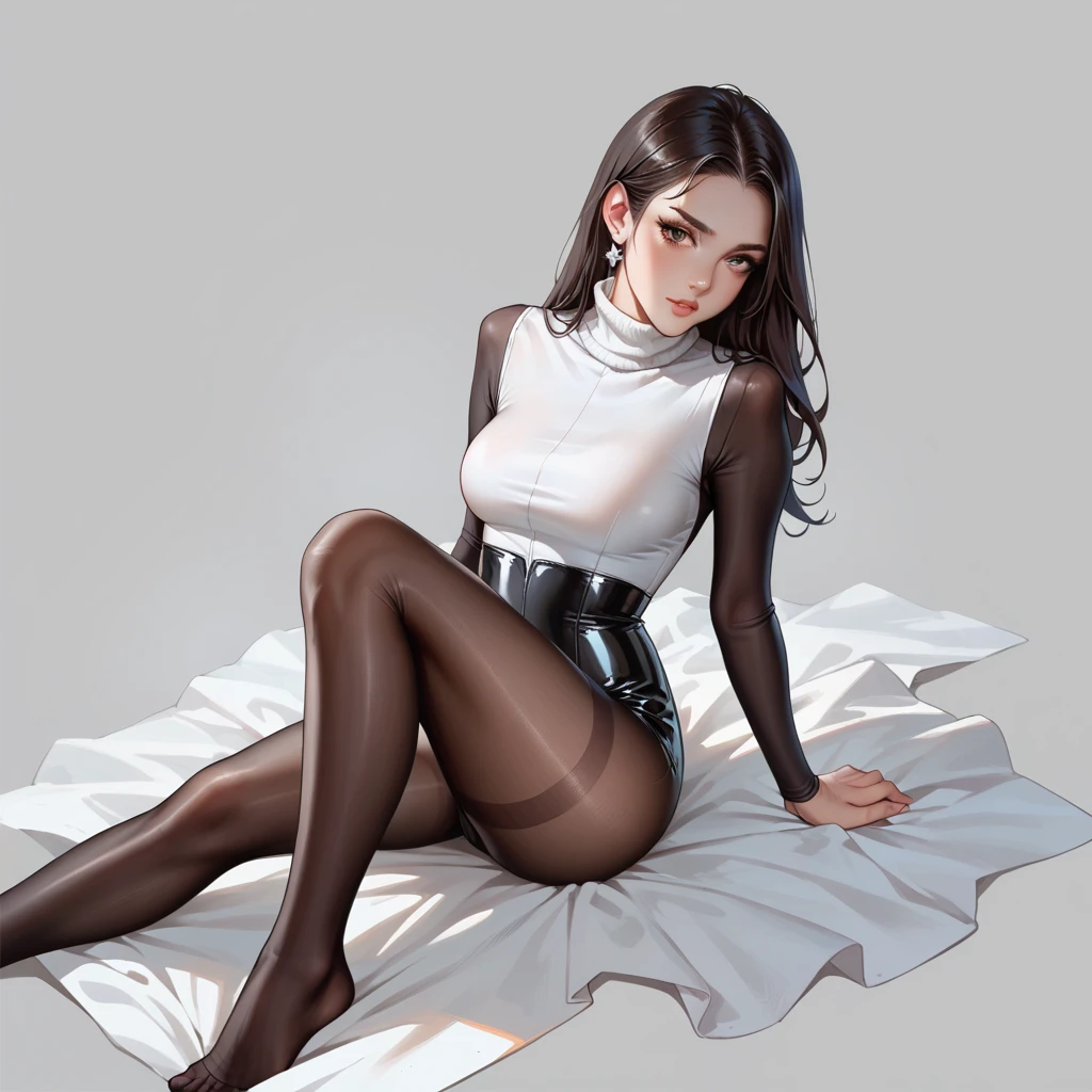 beautifullegs，lowerbody，One-legged black silk，Single leg white silk，Wear only stockings