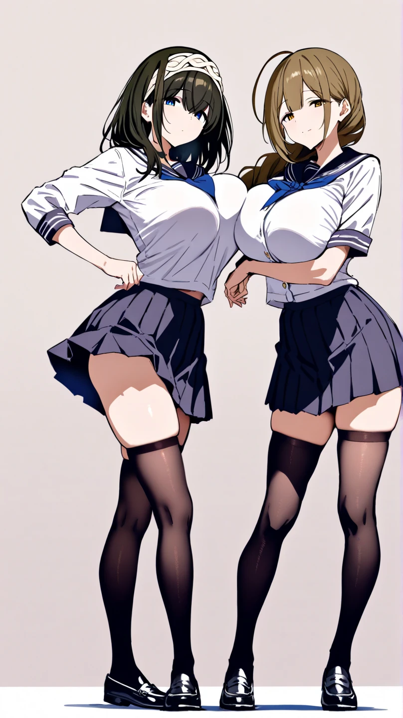 highest quality, table top, Super high resolution, (realistic: )2D official style cell animation,(multiple views)Amagami Tsukasa Ayatsuji,high school girl,uniform,white line mini skirt,panties,long hair,straight hair,full body portrait,from below