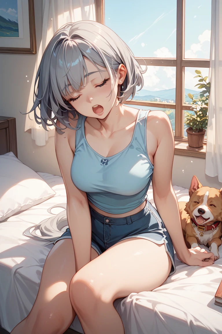 Albino, pretty girl, one girl , full body shot, detailed skin, ultra-detailed, slim body) , large earring, thighs, (beautiful short hair),, fine collarbone, soft navel, soft midriff, soft back, angle from behind, sweaty, beautiful breasts, blush, photorealistic, realistic face, realistic eyes, smirk (((colorful))) (((cleavage))), (freckles), (eye liner), (mascara), ((thick  on body)),(thick  on ass)), ((very sweaty)), ((wet thighs)), ((spreading thighs)), ((hands on thighs))  , (extremely detailed CG 8k wallpaper), (an extremely delicate and beautiful), (masterpiece), (best quality:1.0), (ultra highres:1.0), beautiful lighting ,perfect lightning, realistic shadows, [highres] , (girl wearing short school uniform:1.4, ) , (laying on stomach in  the bed) , (ass appears) , disrobed , noclothes , PUBIS uncovered , BUTT EXposed , uncovered ,  appearssex、{{{{dog and sex}}}}、best quality, naturalness, Dogs are mating with young women., sex, 1 dog and 1 woman, A dog stands behind a young woman., 1 dog, Clear face, rape, no, 1 woman,  spread, Medium bust, naturalness, Dogs are mating with young women., doggystyle sex, 1 dog and 1 woman, A dog stands behind a young woman., 1 dog, Clear face, golden retriever fucks a doggy style.fuck porn dog .dick dog .pussy girl.dog rape girl doggy.dick in pussy.fucking girl.ntr dog (sex) ntr hentai .and dog on the bed.dog fuck she.dogsex black dog.porn.dog rape 18+ she. dick dog .dog fuck pussy.dog rape girl.big dick dog fuck girl.