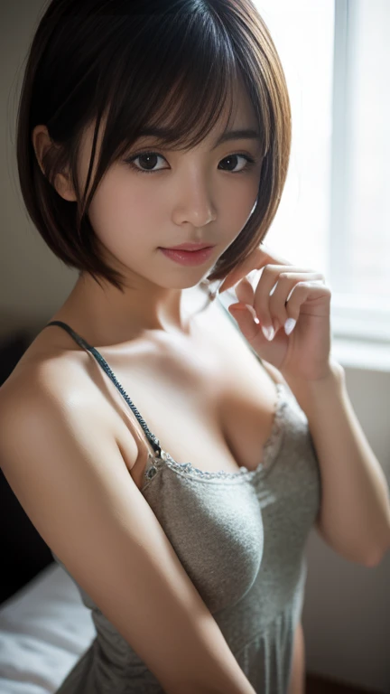 (Highest quality, masterpiece:1.3), ((Beautifully detailed face)), beautifully detailed skin, Intricate details, Very detailed, Best image quality in 8K,(18 year old girl:Prostitute,sexy:2.0,Undressing),A Japanese girl,Baby Face,(Detailed Hair,Bobcut:1.4),Detailed lips,Open your mouth,Beautiful and detailed feet,blush,Embarrassing,Realistic Face,Realistic Skin,(Vibrant Skin),Vivid lips, wearing T-shirt, whole body, standing, mix4, 20d, solo, short_hair, shirt, high_heels,full_body, look_at_viewer, (8k, RAW photography, top quality, masterpiece:1.2), (realistic, photorealistic:1.37), professional lighting, photon mapping, radiosity,physically based rendering