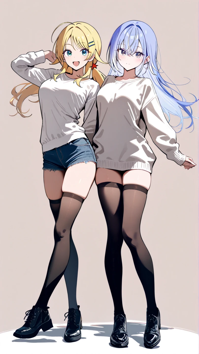 Katzenohren und Schwanz, langes braunes Haar, blaue Augen,Hoody,showing her underwear