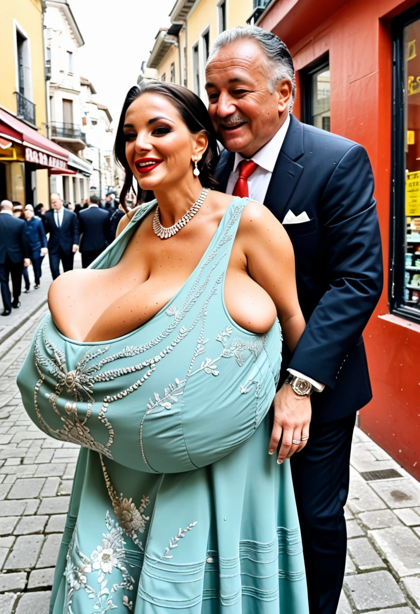 sheer white scoop-neck blouse, (big giant enormous oversized massive huge colossal:1.5), (gigantic sagging breasts:1.5), (very long full hair:1.25), wavy hair, cleavage