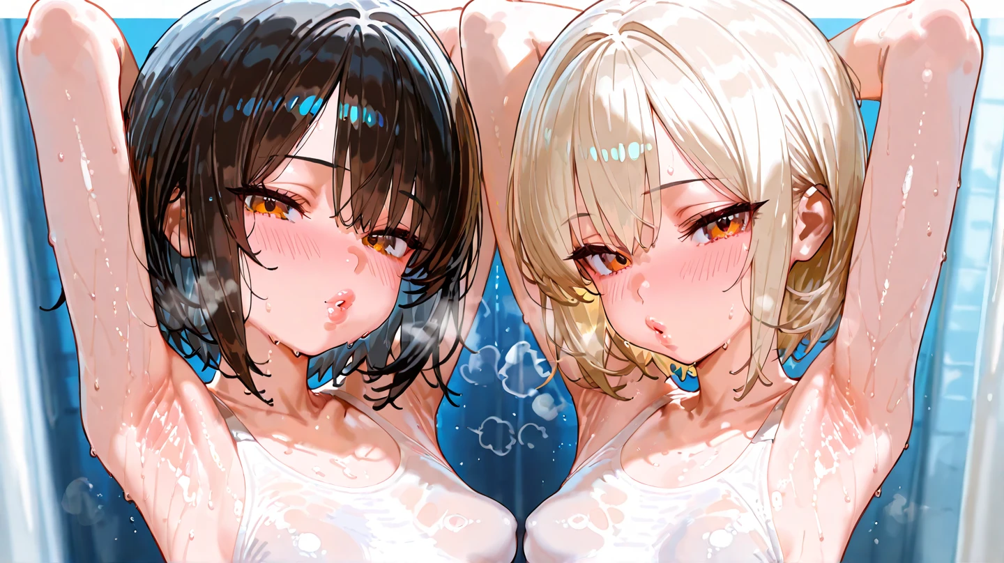three girls all about 6 years old, toddlers,long hair, brown hair, black eyes, evil smile, no clothes, (nudism:1.5),hot spring,cleft of venus, pink hair, blue eyes, black eyes, ponytail,lower body, (cloudy white liquid on hair: 1.7), (cloudy  on face: 1.1), too much cloudy , dripping, wet, (cloudy  on whole body:1.5), excited ,too much white cloudy liquid, dripping, wet, (translucent white mud on whole body:1.25), ( translucent white mud on face:1.5), (translucent white mud on head:1.32), (translucent white mud on chest:1.5), (translucent white mud on tongue:1.5)