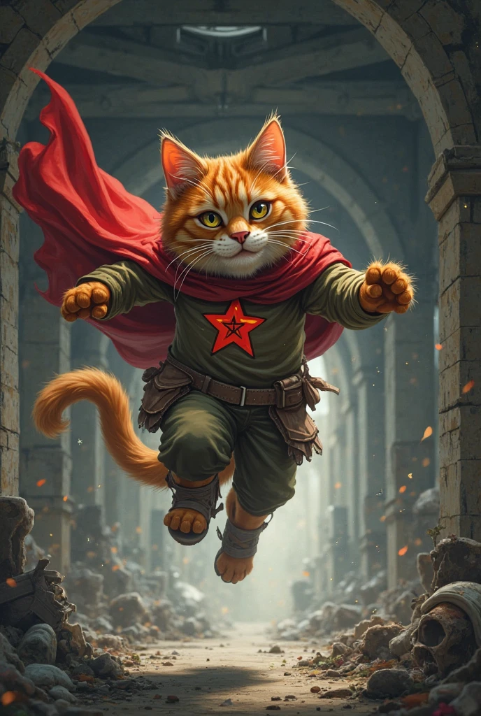 Make a communist cat that saves an ugly poor boy named Milton, this cat saves him from the bridge where he is living, And he feeds, everyone loves the cat named Amy