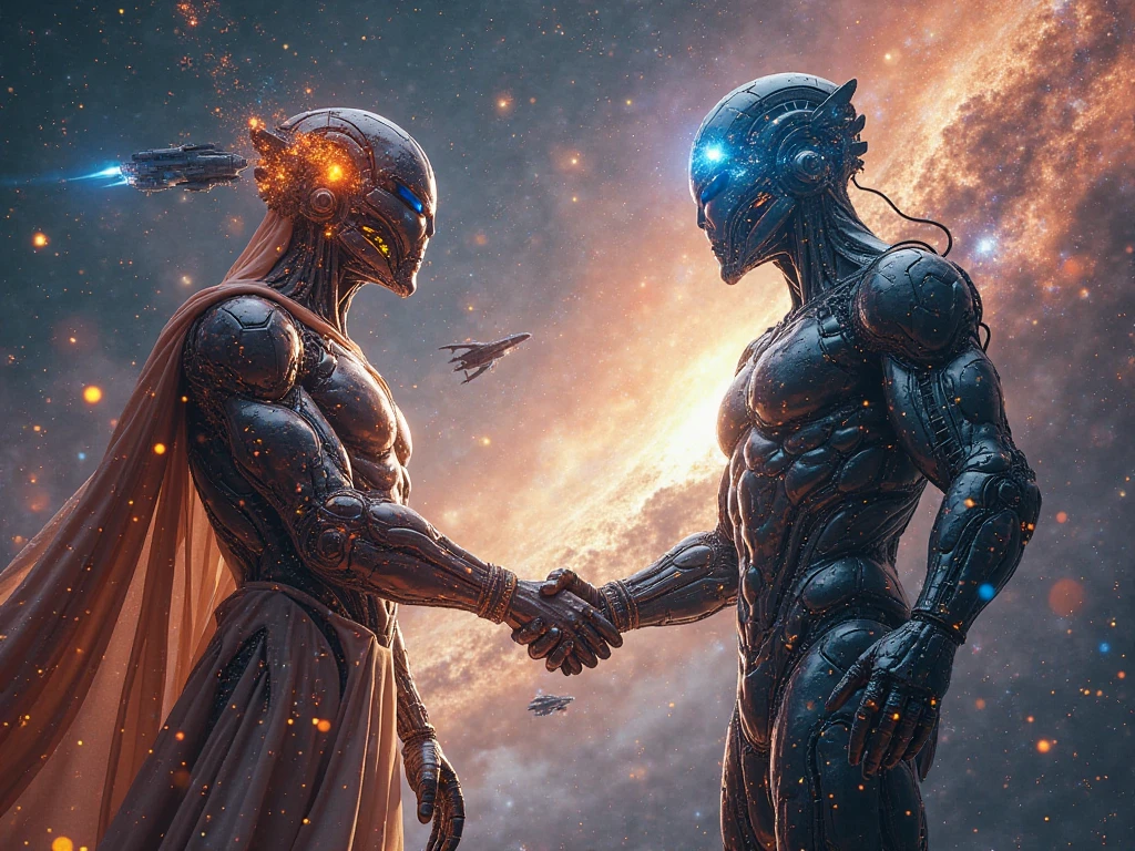 recreate the picture, Creation of Adam, Michelangelo Buonarroti, Cyberpunk style, Colorful