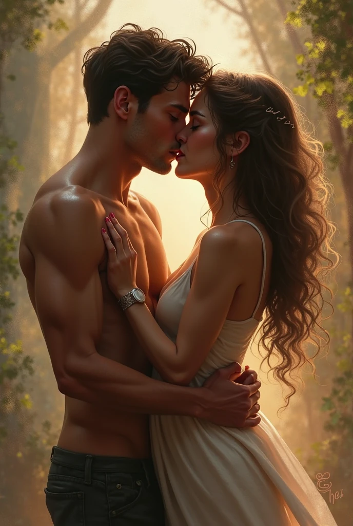 A man and a woman carving each other