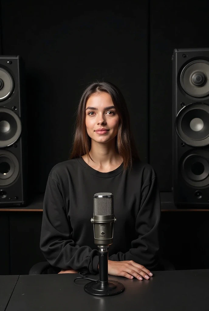 Alicia Vikander dressed in casual clothes in a studio smiling