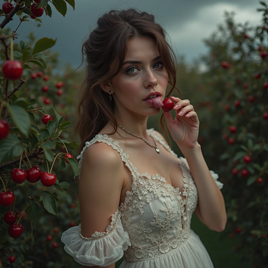 a portrait of a female fairy resting in a (field of strawberries: 1.3) extremely beautiful fairy, ((full body: 1.5)), ((anatomically correct: 1.5)), (ultra detailed face: 1.2),ultra feminine, busty, best detailed face, dynamic hair color, dynamic hair style dynamic skin complexion, shy smile, innocent smile, blue eyes, dark red lips, wearing ((white: 1.5)) lace dress, elegant dress, fairy dress, corset, dynamic elegant shirt, chocker, wearing high heels, spread large butterfly wings, (white and purple eyes: 1.3)in a (field of strawberries : 1.3), field of strawberries background, vibrant, Ultra-high resolution, High Contrast, (masterpiece:1.5), highest quality, Best aesthetics), best details, best quality, highres, 16k, (ultra detailed: 1.5), masterpiece, best quality, (extremely detailed) RAW, (ultra details, Masterpiece, best quality), Hyperrealism style,DonMF41ryW1ng5XL