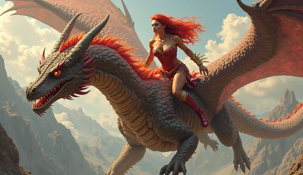 Naked Anime girl riding a dragon 