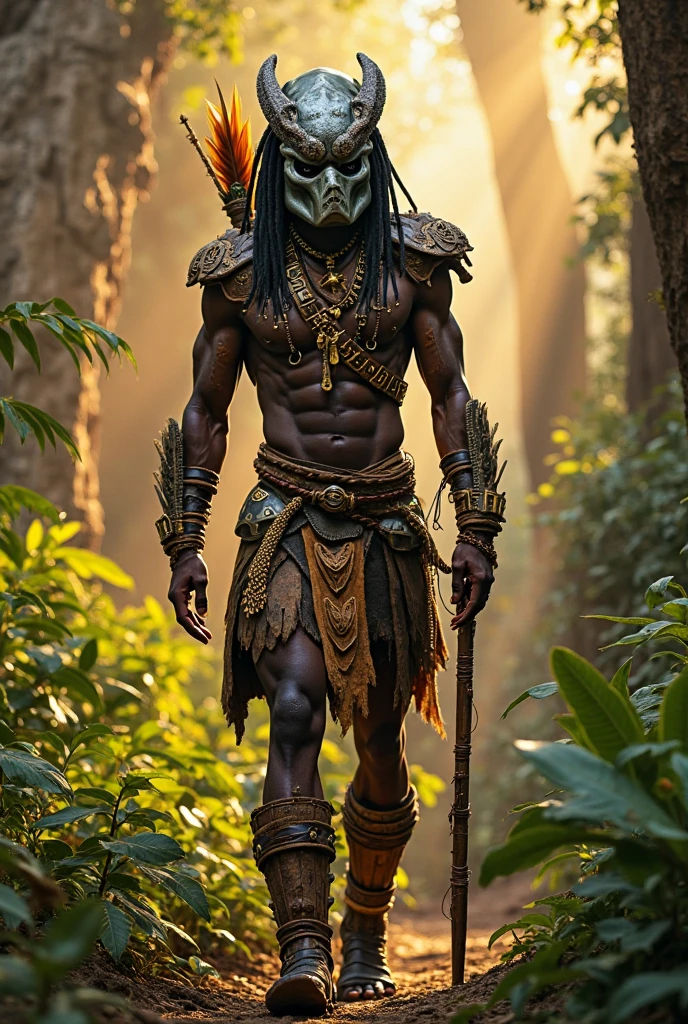 Warrior indigenous colombian caribbean Tayrona archer cyberrealistic
