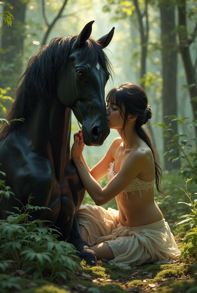 araffe woman with large round breast, show her cleaveage, in wet white shirt, showing her nipples under shirt, standing next to a horse in the rain, wet from rain, misty and wet, in the rain, rainy wet, after rain and no girls, wet hair, wet flowing hair, soaked, wash off in the rain, pretty girl standing in the rain, just after rain, misty and raining, anna nikonova aka newmilky, (masterpiece, best quality:1.2),(8k,highres,RAW photo,realistic,photo-realistic:1.3),(detailed skin texture,detailed cloth texture,beautiful detailed face:1.25),professional lighting,photon mapping,beautiful soft light,radiosity,physically-based rendering,model shoot style, model shoot style, (extremely detailed CG unity 8k wallpaper), full shot body photo of the most beautiful artwork in the world, complex 3d render ultra detailed, looking at viewer, 18 yo, wet hair, real human skin, vibrant details, hyperrealistic, beautiful, octane render, 8k, best quality, masterpiece, an extremely delicate and beautiful, extremely detailed ,CG ,unity ,wallpaper, (realistic, photo-realistic:1.37),Amazing, finely detail, masterpiece,best quality,official art, extremely detailed CG unity 8k wallpaper ,extreme detailed eyes, (perfect face), shiny skin, colorful, highest detailed, vibrant colors, ultra high res, (high contrast), intricate, lens flare, (((nsfw))), (((nipples)))