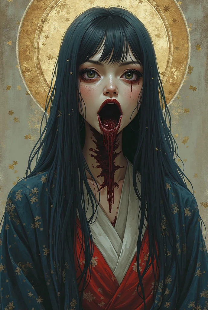 A macabre image stretches across the canvas, as if taken from a nightmare. In its center there is a bloody eye, as if torn from its orbit and thrown onto the canvas. From its depths flows a stream of thick, scarlet blood, flowing down the painting like tears of blood. A dark void stretches around the eye, like an abyss absorbing light.

The eye is like a wounded beast, full of pain and agony. His gaze is piercing through and through, arousing primal fear in the viewer. There is madness lurking deep inside, a mixture of extreme emotions: terror, pain and hopelessness.

The painting exudes a dark aura, like an embodiment of the deepest human fears. It is repulsive and fascinating at the same time, attracting the eye like a magnet. Looking at him, one gets lost in abstraction, losing the sense of time and reality.

It is not just a painting, it is a portal to the abyss of the human soul, revealing its darkest recesses. It is terrifying and chinotizing, but at the same time hypnotizing, forcing you to contemplate your own fears and weaknesses.

It is a masterpiece of darkness that will remain in your memory forever, evoking anxiety and making you reflect on the fragility of human existence.
