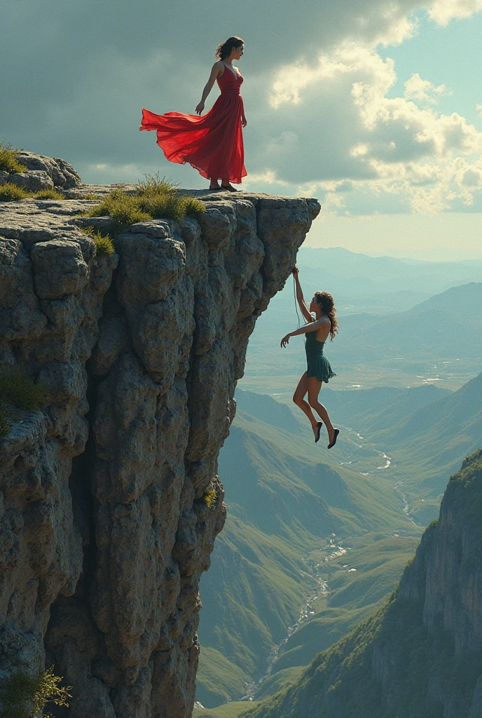 top-quality、One Woman、Jump off a cliff、View from below、Evening glow、Focus on people
