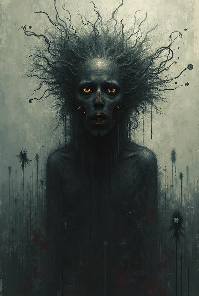 generates an image of creepy hair