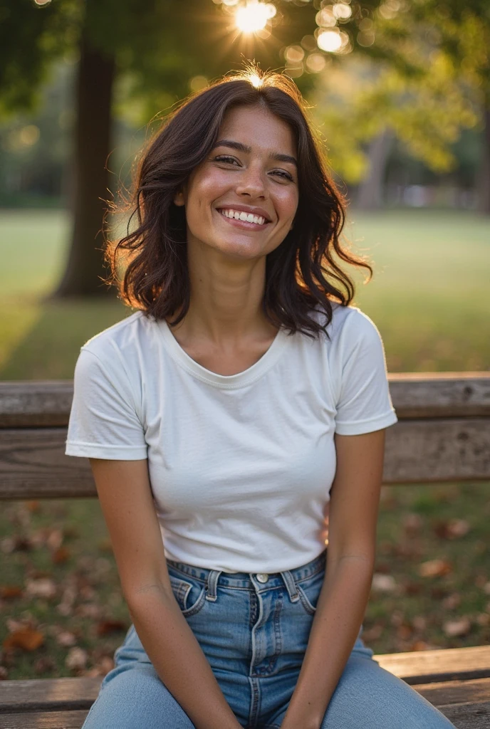 The girl with short hair is named Mia. She has dark brown hair and bright green eyes that contrast with her tanned skin. She always wears loose t-shirts and ripped jeans. Her warm smile brightens any room she enters. Mia is witty and passionate about music, She plays guitar in a local band on weekends. She loves spending time outdoors and enjoys long walks in the woods near her home. With her outgoing personality and adventurous spirit, Mia is a girl who radiates positive energy in her community.