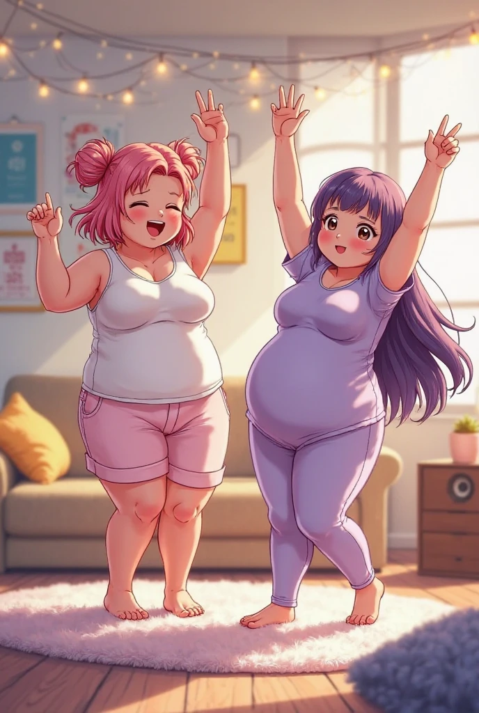 a comic page about a fully pajama wearing 24 year old extremely fat woman adjusting to her first night with her 40 year old busty mother as her second head on her immobile two headed body. She’s clearly uncomfortable.