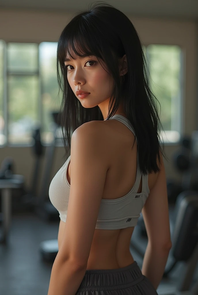 Locked in castle basement, (arms behind back), One girl, sports bra, shorts