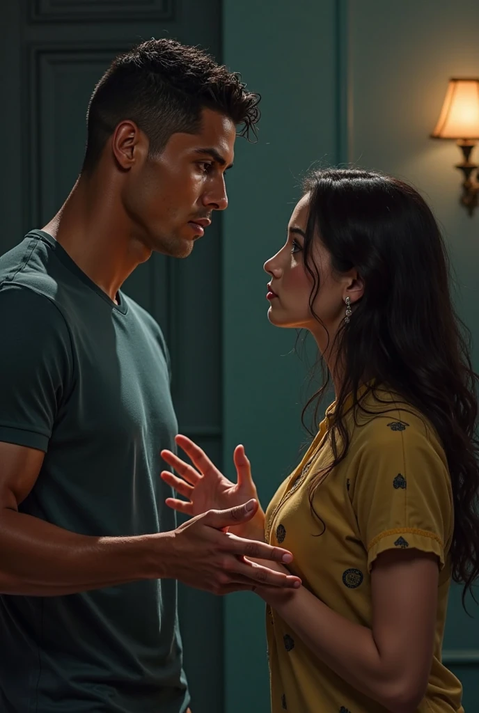 Make a dark romance book cover titled “My Humble Marriage”, a handsome muscular man and beautiful black lady looking into each other’s eyes with love, oil painting, dark background, award winning photography, man’s hand around lady’s waist, faces hidden by shadows, make the woman black 