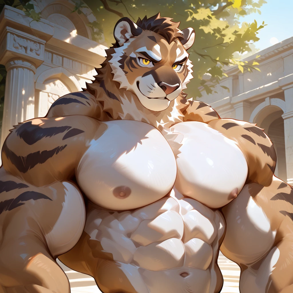 uploaded on e621, explicit content, (cutesexyrobutts,sana!rpg, ), (furry, anthro:1.2), hourglass figure, bit body, abs, female, solo, MalO, park, sitting on a bench, legs spread open, pussy, closeup of pussy, large breasts, natural breasts, tail, nude, naked, horny, breasts out, lifted tank top, sweaty, milf, NSFW
 