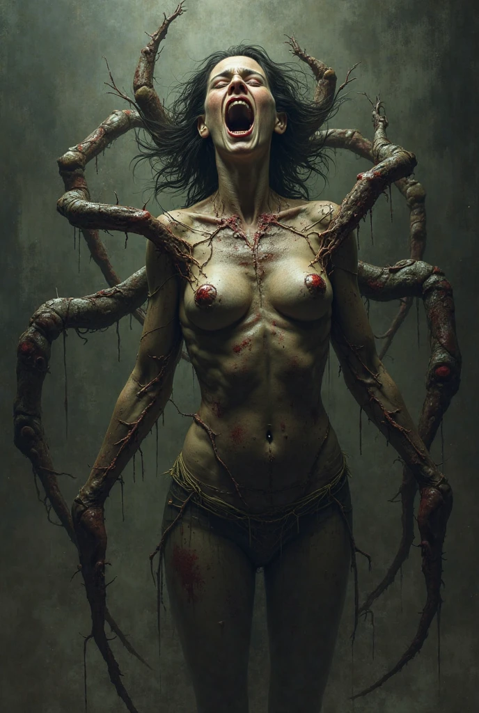  monstrous, Beautiful, Masterpiece, Best quality, perfect lighting, NSFW, monster smile with crooked fangs, mask covering eyes, Very skinny, disproportionately long arms, head of a vulture, scruffy dirty feathers, A sinister aura, something, chained, deity, cultist clothing, full body