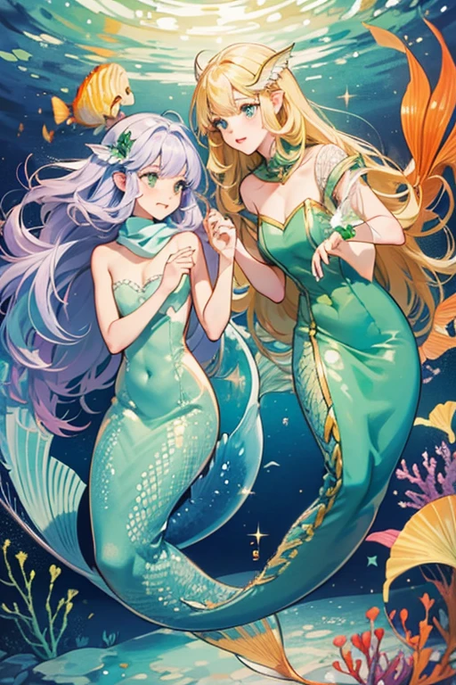 (masterpiece, best_quality, ultra-detailed:1.3), epic, illustration, welcoming, mermaid druid,