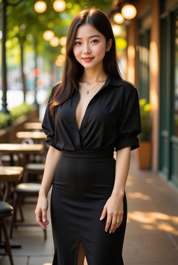 ((Mejor calidad)), ((Obra maestra)), (detallado), cara perfecta, Une Colombienne de 23 ans, Figura de reloj de arena, small breasts, hyper realistic, hermoso rostro, jefe de'artwork, mejor calidad, solamente, ultra high resolution, foto tomada desde lejos, todo el cuerpo, Piel bronceada, Professional lighting, colores vivos, rasgos faciales detallados, largos cheveux noirs fluidos, labios llenos, Postura elegante, caliente iluminando su cara, create soft shadows. La calidad del'the image is of the highest level, Capturando cada detalle intrincado de la mujer y su entorno.. Sharp focus and ultra-detailed rendering, highlighting the beauty of the Colombian woman'una manera cautivadora y elegante.- Dress up in a colorful floral dress.,
vestido'an elegant bodycon black dress that accentuates her curves,
use calzas y una sudadera: espacio para estar de pie en un restaurante elegante / standing in a green garden surrounded by vibrant flowers, a gentle breeze blows across the scene, el calor del sol iluminando su rostro, create soft shadows.
Have fun and enjoy in a nightclub under vibrant neon lights
, L'El ambiente general es alegre y vibrante., con un toque de romance, dynamic posture, Vista lateral