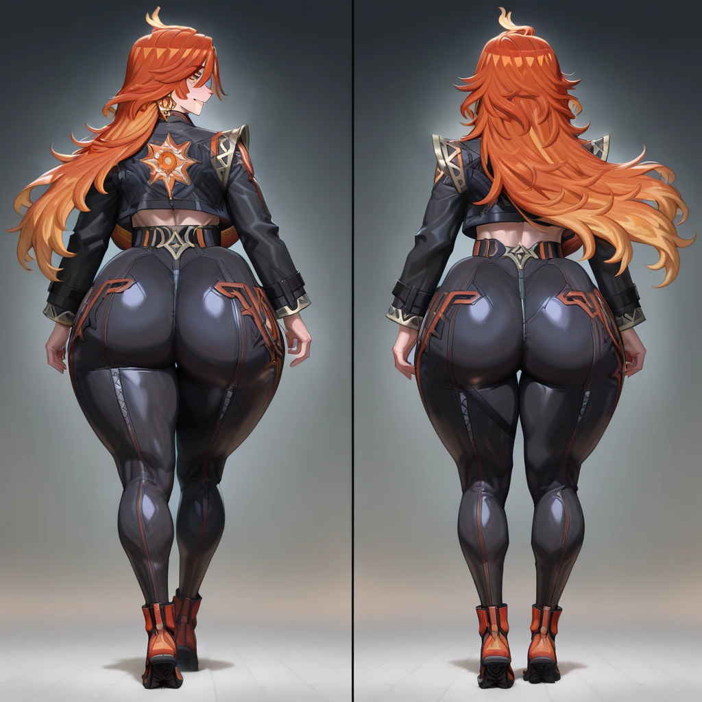 (Same character, front, side, back), (full body), generative front view, generative side view, generative back view, 3 view, nude female, extremely detailed, character reference sheet, black background, ((Nude Human Torso)), Extremely huge breasts, wide hips, huge ass, puffy long nipples, large thigh gap, (masterpiece, hi quality: 1.1), Maternal, porcelain skin, sparkly skin, full nudity, NSFW, thick thighs, curvy body, succubus, curly goat horns, Massive Breasts, red skin, thick lips, fat lips