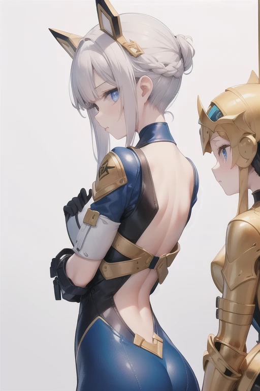 best quality, official art, masterpiece, textile shading, HDR, very detailed, colorful, best details, fantasy, battle suit,1 female, 25 years old, A castle town with an old castle view, sunny,choppy hair, big breast, skinny,Surrounded by a large crowd:1.9、Confetti flutters、Blessed、Being welcomed、cameltoe:1.3, looking back,