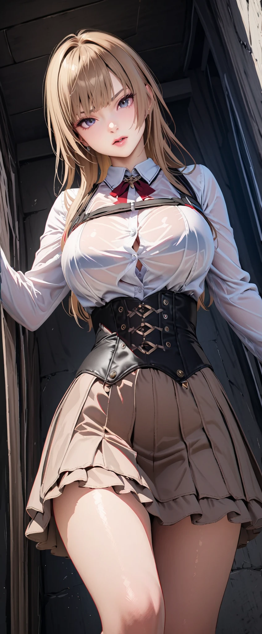 1 person、Slender woman with glasses、Looks young、Show your underwear、Sheer lace underwear、Mami Tomoe、smile、Rooftop、Are standing、Urinating while standing