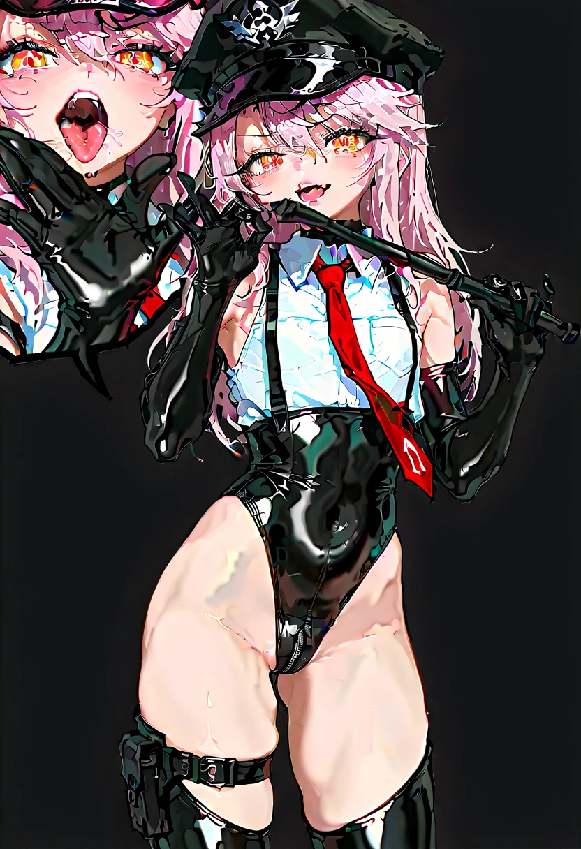 (Magazine Cover:1.8)、((From below:1.2))、(Show your crotch)、 pretty 1girl, top-quality、The ultra -The high-definition、hight resolution、extremely details CG、8K Unit Wallpapers、17 age、Beautiful detailed eyes,(((Nurse Cap、The bikini、Black legwear、pencil skirts)))、(a wet body:1.4)、(Shiny body,:1.6)、 Sweat,be shy、(Ahegao:1.5)、(Stick out your tongue and drool)、full of shyness、