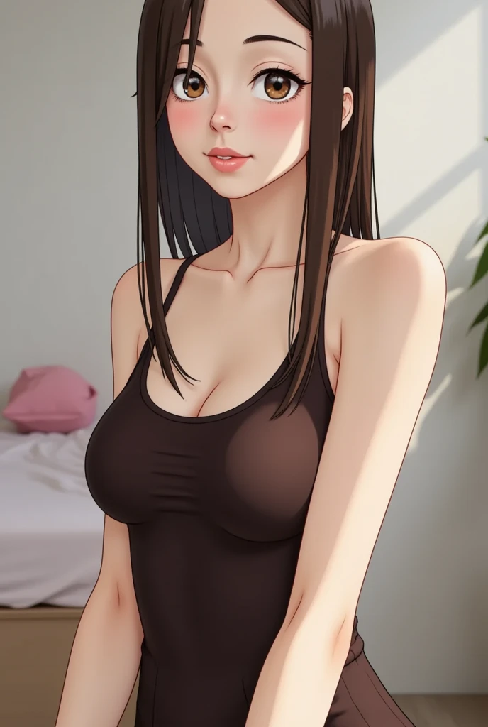 セクシーな黒のネットナイトガウントップと白いパンティーを着たアラフィフのKorean women, Korean Girls, gorgeous young Korean women, beautiful south Korean women, beautiful young Korean women, Korean women, beautiful Asian Girl, 28 years old, 18-year-old, Asian Girl, Long brown blonde hair, beautiful medium-sized breasts, Sexy lips, Perfect slim body, Nice collarbone, Selfie, In a cozy hotel room, return, Hips, Butt