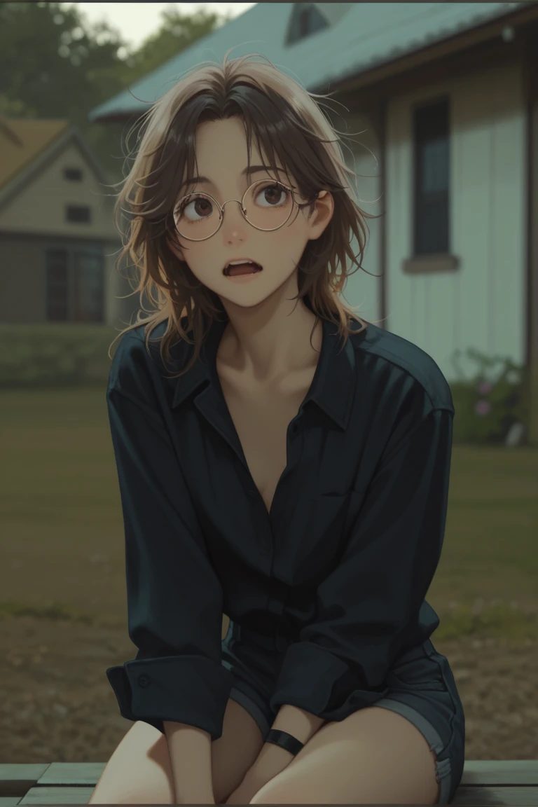 (masterpiece:1.2, highest quality), (realistic, photorealistic:1.4), beautiful illustrations, (natural side lighting, movie lighting), NSFW, 
looking at the viewer, cowboy shot, Front view:0.6, 1 girl, Japanese, high School girl, perfect face, Cute symmetrical face, shiny skin, 
(long hair:1.8, straight hair:1.7, blonde), asymmetrical bangs, purple eyes, (big breasts:1.1, thick thighs), 
beautiful hair, beautiful face, fine and beautiful eyes, beautiful clavicle, beautiful body, beautiful breasts, beautiful thighs, beautiful feet, beautiful fingers, 
((light blue collared shirt, navy pleated mini skirt, socks, Navy They, light brown cardigan, white stockings)), pink panties, 
(beautiful scenery), evening, School, classroom, curtain, Are standing, leaning forward, hand between legs, vibrator in thigh high socks, ((Ahegao, embarrassing, i was scared, drooling, open your mouth)), , Minami Tanaka、