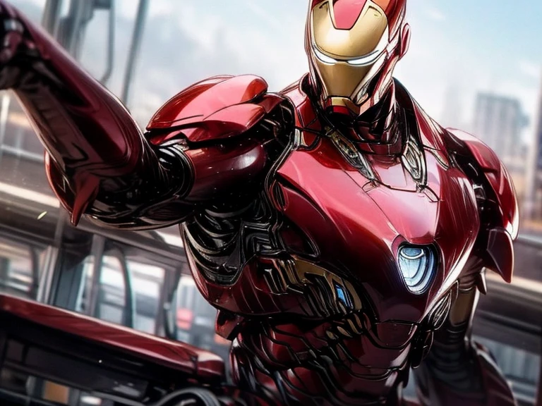 a highly detailed and realistic full body portrait of iron man in a studio setting, sitting in a chair, waiting on his mark as actresses play out the scene, 8k, hyper realistic, cinematic lighting, photorealistic, studio lighting, sharp focus, physically-based rendering, extremely detailed description, vivid colors, dramatic pose, high quality, intricate details, glossy metal armor, glowing arc reactor, atmospheric, moody, cinematic composition