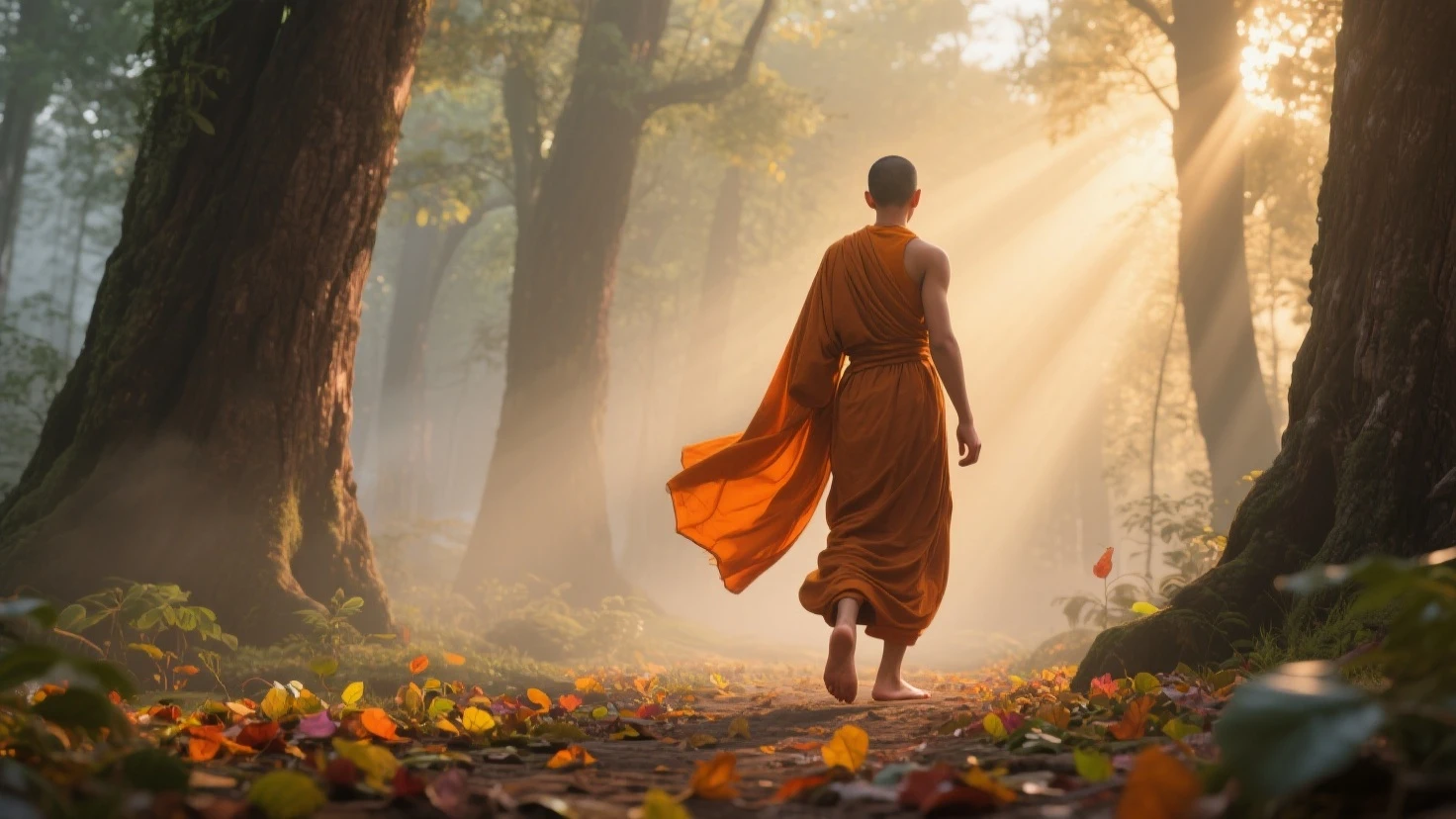 Ultra HD 4K (((("Masterpiece")))), [Create a new "star" movie scene] "very detailed" Monk standing and MEDITATING