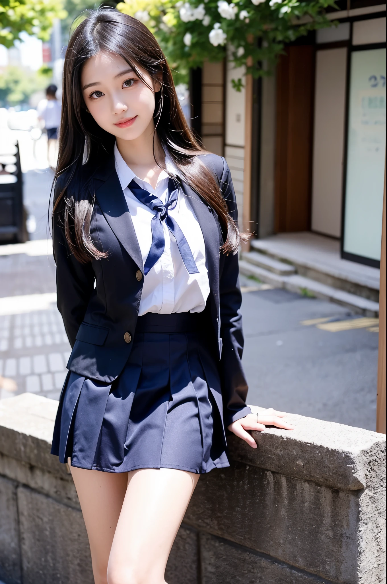 Dark blue high socks Magic Mix Real、(Raw photo:1.2)、(Photorealistic:1.4)、The beauty of beautiful details Delicate expression、Blonde、((Panties are visible))(Squatting panchira)Earrings Eyelashes Beautiful and fine details、Large file size、Ultra-detailed、High resolution、Transcendental beauty Highest quality、masterpiece、、(Japanese high school girls uniform))、Extremely detailed representation grow、In detail、Highly detailed facial cinematic lighting、23-year-old girl、Positive、((Dynamic Pose)))、(Sit with your knees bent))、Pleated skirt、blazer、Sexy upward glance