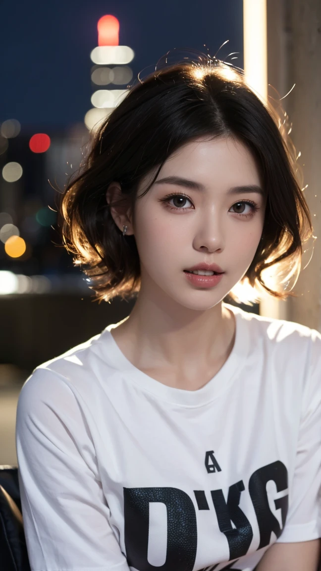 (Cinematic Aesthetic:1.4) Photo of a beautiful korean fashion model bokeh city daylight
