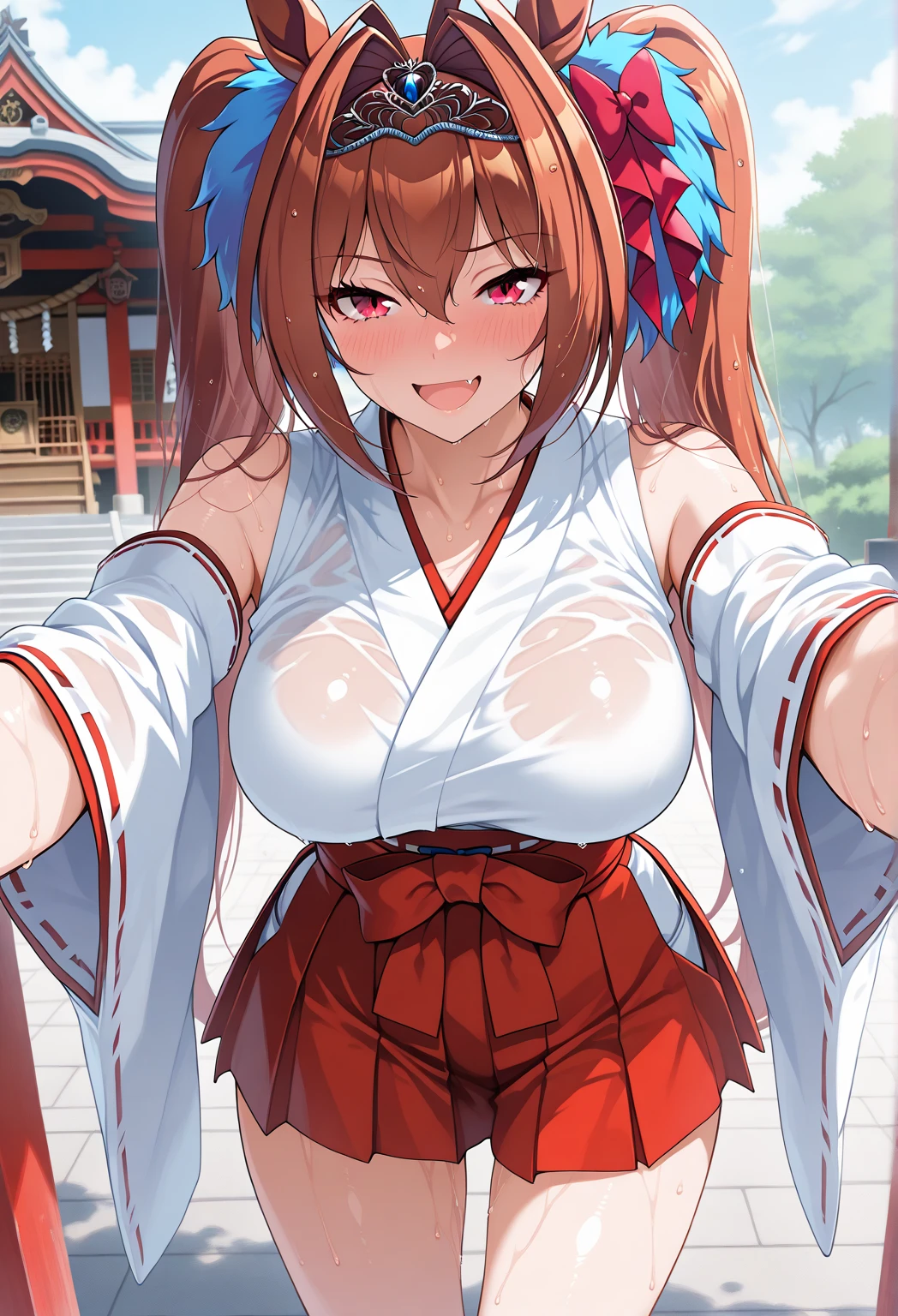 masterpiece, best quality, ultra-detailed, 1girl (namiop, Big and pretty breasts, , jewelry, earrings, dog collar, orange hair,long hair, brown eyes), a come-hither face, wicked smile, parted lips, makeup, glow lips, facing viewer, looking at viewer, solo, kimono, japanese clothes, short kimono, bare shoulders, wanostyle, night time, in the livingroom, standing,hands up, Sexy waist teasing, a provocative pose, undressing