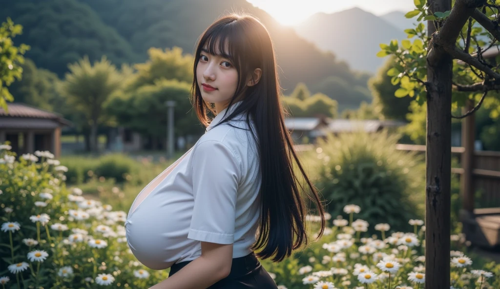(Raw photography、top-quality、detaileds、masterpiece:1.2)、(reallistic、Photorealsitic:1.37)、1 girl in、A smile:1.5)、beautidful eyes、Detailed skin、Black hair long straight hair:1.5、Floating hair、18-year-old baby face:1.5、huge-breasted:1.5、slender style、japanes:1.5、eye glasses:1.5、(Race Queen:2.0、haigure)、sportscar