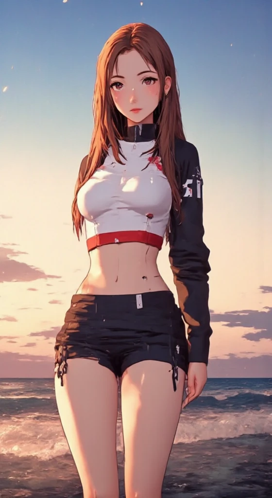 1 girl, solo, (nsfw), cute redhead 18-year-old girl in twin tails, ((perfect female body)) multiple (rainbow colored hair: 1.2), (beautiful detailed blue eyes: 1.6), (photo realistic eyes: 1.6), happy, Ukrainian, (petite body), ((small hips)), pale white skin, (mini skirt and tube top), shiny oily pantyhose, post apocalyptic background, bleak barren desert, very dark cloud covered sky, photo realistic.