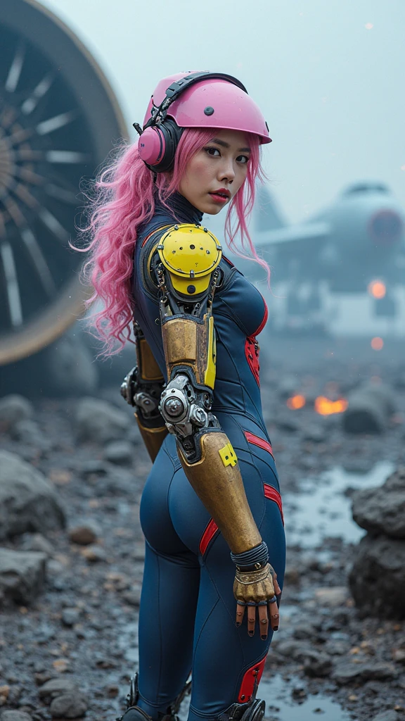 A girl Gwenpool in her iconic costume, pointing a gun at the camera and blowing a kiss, POV, best quality, 4k, 8k, highres, masterpiece:1.2, ultra-detailed, realistic, photorealistic, photo-realistic:1.37, HDR, UHD, studio lighting, ultra-fine painting, sharp focus, physically-based rendering, extreme detail description, professional, vivid colors, bokeh, comic book, action, dynamic pose