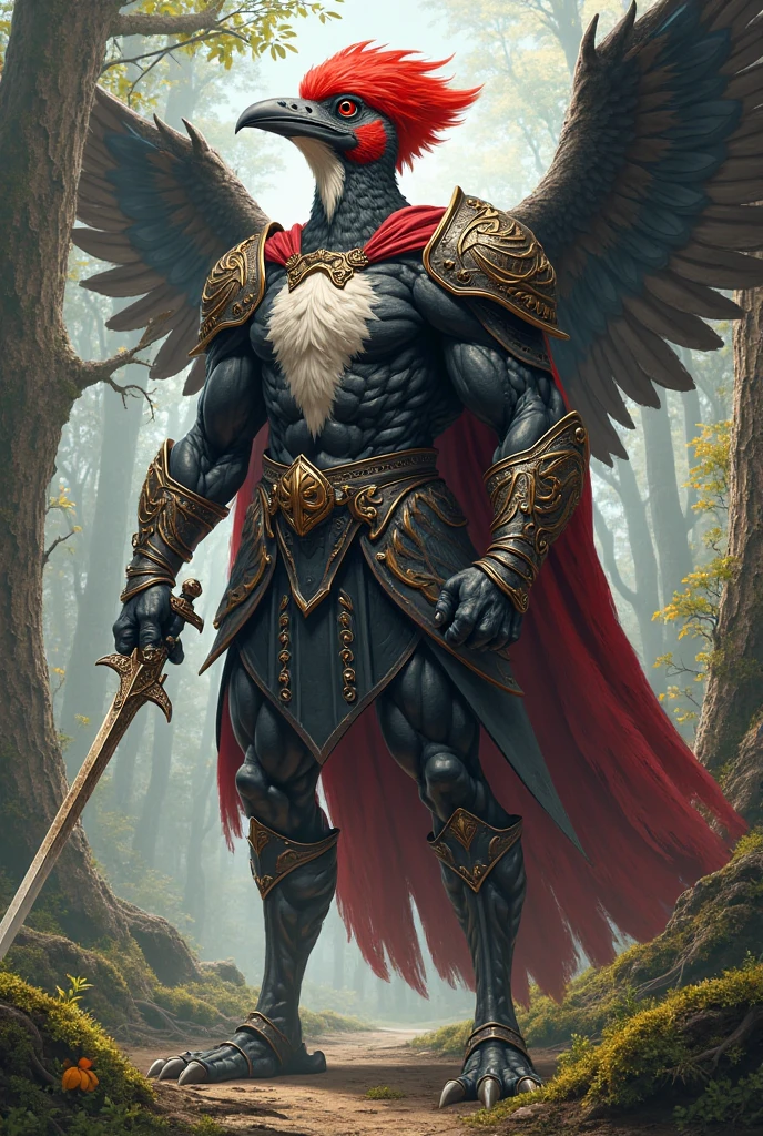 (best quality,16k,32k,highres,masterpiece:1.2),ultra-detailed,(realistic,photorealistic,photo-realistic:1.37),(boss Orochi ranok) looking at the viewer serious expression a realistic background of Amazon rainforest on fire bright red eyes wearing Wearing Cyborg Armor super villain pose Black angel wings expression of serious courageous and confident muscular.