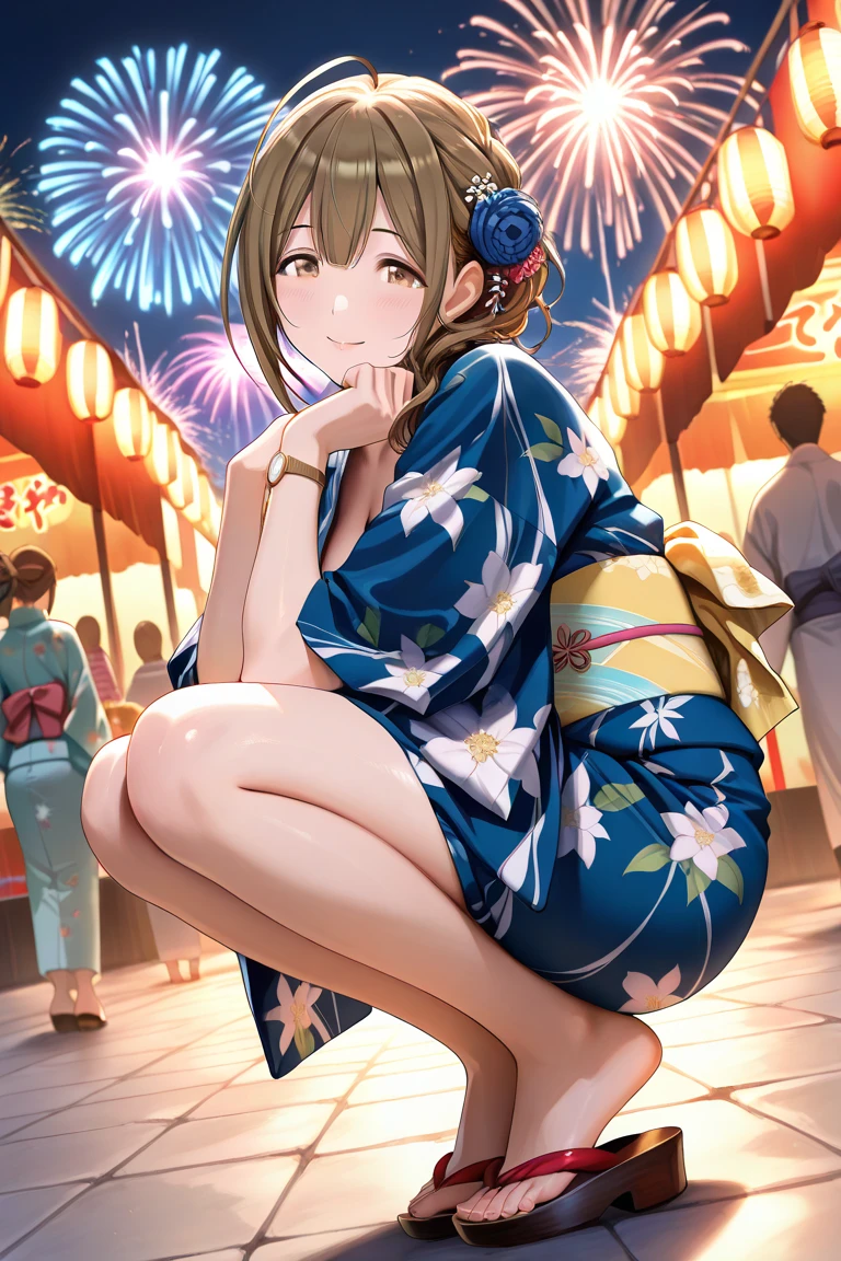 Lililukarde, (Brown eyes:1.7), Brown Hair, (Flat Chest:1.2), short hair,smile,blush,Open your mouth,Sparkler,Holding, squat, night,Red Kimono,mini skirt,Sandals,whole bodyがイラストに入るように,
break looking at viewer,whole body,
break outdoors, Veranda,
break (masterpiece:1.2), Highest quality, High resolution, unity 8k wallpaper, (figure:0.8), (Beautiful attention to detail:1.6), Highly detailed face, Perfect lighting, Highly detailed CG, (Perfect hands, Perfect Anatomy),