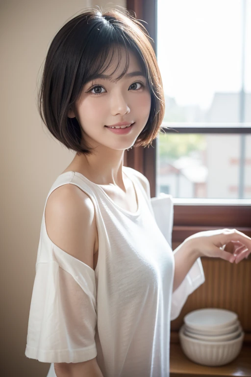idol japanese,17 years old、[[[Japanese-style room]]]、[[[Japanese-style house]]]、short hair, [[[[close]]]], [[[[]]]], [[[[head]]]], [[[[shoulder]]]], [[[Damaged denim hot pants]]],Perfect Eyes、Perfect Iris、Perfect Lips、Perfect Teeth、Perfect Skin、Soft Front Light、Shine、High resolution, (Calm colors:1.2),[[[whole body]]]、Thighs、Thighs、Shooting from the side、A thoughtful smile、[[[leg]]], [[[leg]]]