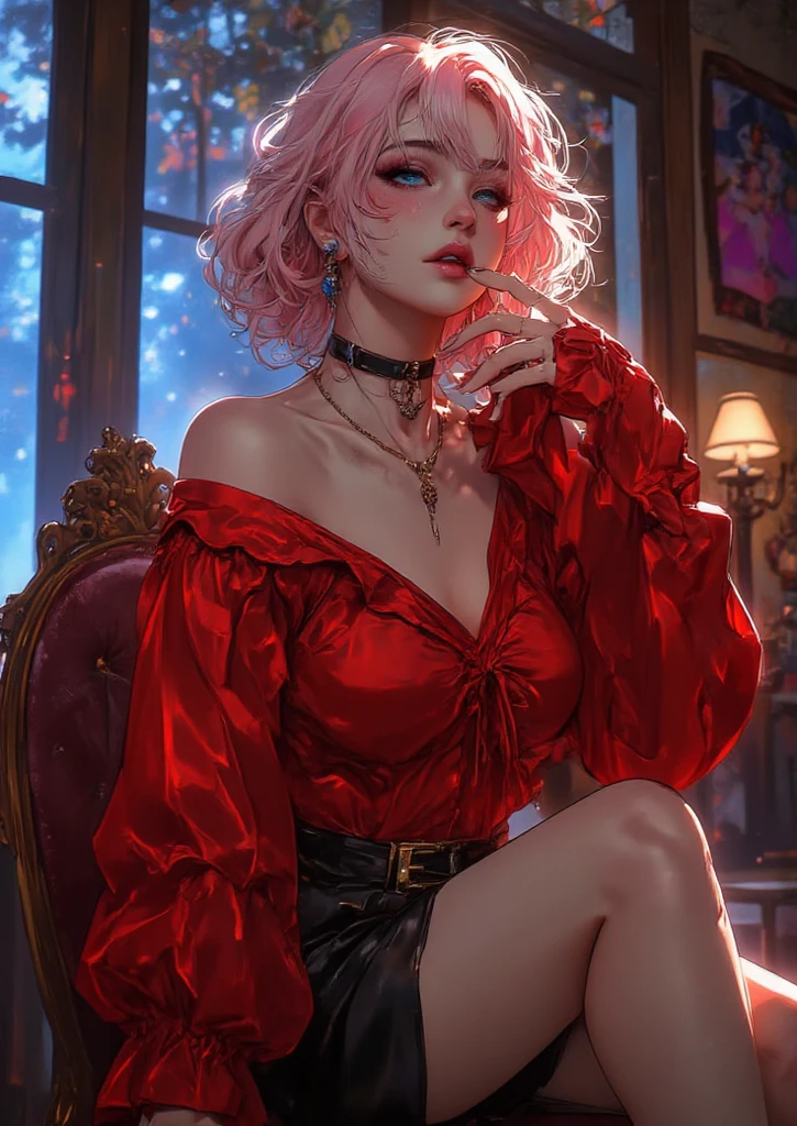 15 year old girl，tmasterpiece，Innocent face，Bob Head，White bra，did not wear panties，The lower body is naked，Bare legged，Barefoot，standing on your feet，Snow-whiteskin，overcast day，with pink hair，a pink eyes，thick thight，the wallpaper，NSFW