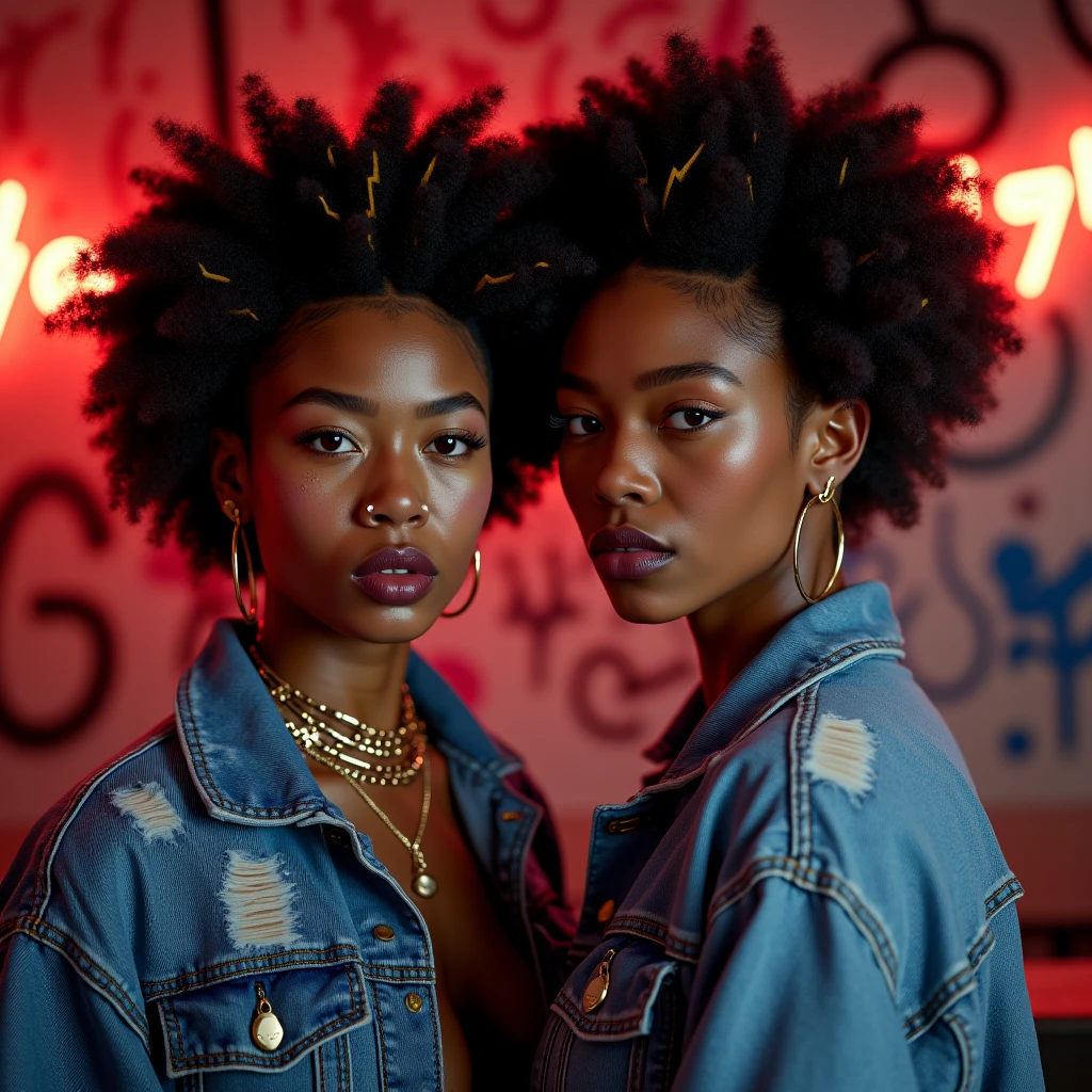 stylized artwork of soft filter. grunge filter. photorealistic. 8k. cinematic, very high resolution. maximum resolution. ultra realistic. unique beautiful face, realistic face, retro grunge photo ascetic. grunge city graffiti , sexy tattooed black-dreadlocks teen cute sexy ebony girls, in marijuana plants buds crop, red gym outfit
