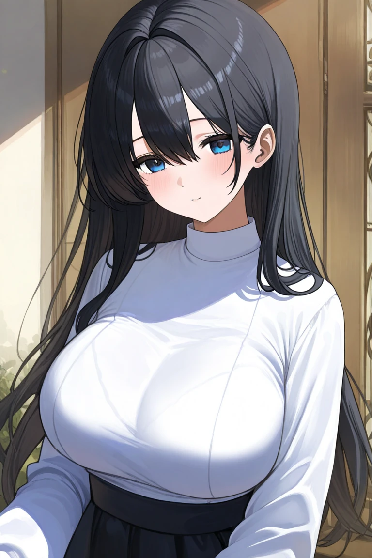 Cute mommy, mature women, realistic skin,perfect ,black hair, long hair, (hair over one eye:1.4), messy hair, hair between eyes, pajama, chubby,plump,fat,cute shy blush on, under tree,night