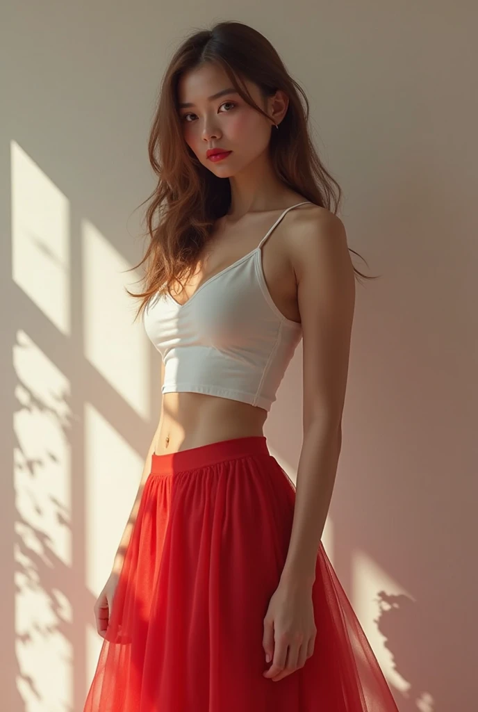 (best quality,4k,8k,highres,masterpiece:1.2),ultra-detailed,(realistic,photorealistic,photo-realistic:1.37), HDR, UHD, studio lighting, ultra-fine painting, sharp focus, physically-based rendering, extreme detail description, professional, vivid colors, bokeh, portraits
A girl from Kawasaki, Japan stands in a vibrant setting. She has blood-colored hair that cascades down to her waist, giving her a uniquely striking appearance. Her skin tone is as delicate as a rose, emitting a soft and ethereal glow. Standing at a height of 5'3", she carries herself with an air of grace and elegance.
Her eyes are truly captivating. They possess a mesmerizing dual-colored aspect, with one eye shimmering in a bright shade of ocean blue and the other in a deep emerald green. The intricate details of her eyes are immaculately portrayed, explicitly highlighting every lash and iris.
Dressed in a pleated skirt, she wears a combination of white and red, exuding a sense of youthful energy. Her cheer top, in a vibrant shade of red, adds a touch of dynamism to her ensemble. With a breast size of 34CC, her figure is both elegant and alluring.
Completing her outfit, she adorns thigh-high stockings and open-toed knee-high heels, accentuating the delicate curves of her legs. These intricate details are essential to ensuring the lifelike representation of her appearance.
The artwork itself boasts the utmost quality, providing a visually stunning masterpiece. With its ultra-detailed rendering, the image reflects a sense of realism and photorealism. The meticulous attention given to every aspect, such as the studio lighting, ensures the utmost visual fidelity. The vibrant colors and bokeh effect further enhance the overall aesthetic, infusing the artwork with a sense of charisma and depth.
This prompt encapsulates the essence of a captivating female portrait, beautifully portraying the unique attributes of the girl from Kawasaki, Japan.