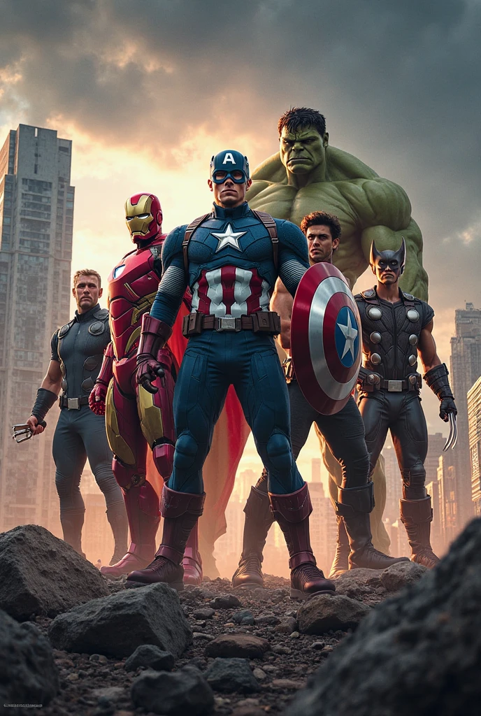 cinematic realistic masterpiece bordering the top and the bottom of the page of multiple images of only spiderman, the hulk, captain america, batman, comic book character,  dynamic action poses, cinematic lighting, high contrast, bold colors, digital painting, concept art, heroic, powerful, detailed, epic, dramatic