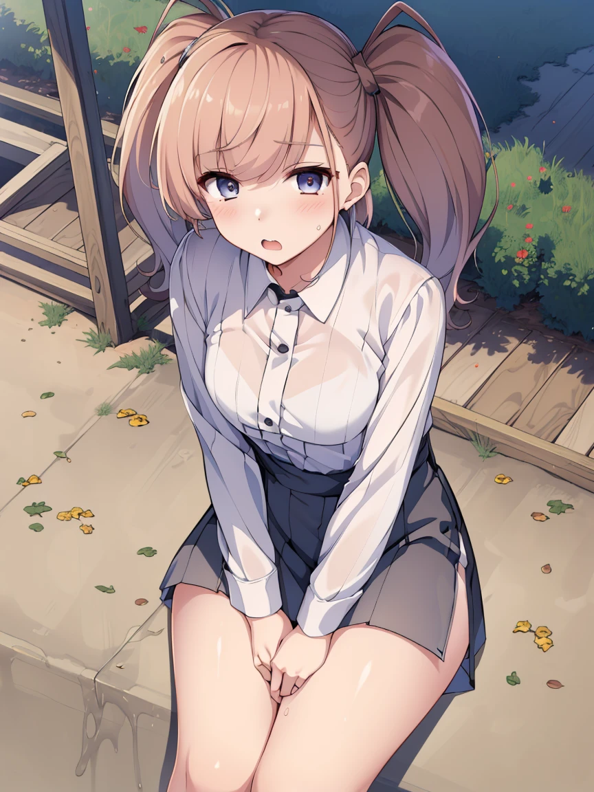 ((anime:1.25)),,((best quality)), ((highly detailed)),(((sketch))) extremely detailed face, beautiful face,((1girl)),((solo)),shiny skin,arisa ichigaya,twintails,x hair ornament,,nsfw,((school uniform:1.25)),((pleated dress:1.35)),((dress lift))((dress lift))((dress lift)),((hanging breasts:1.25))((huge breasts:1.15))((pussy:1.35)),((pussy:1.35)),((pussy:1.35)),((outdoors:1.25)),((looking at viewer)),((stairs:1.45)),((sitting:1.35))((sitting:))((sitting:)),((nose blush:1.35)),(bad mood,angry,:0.925),open mouth,(:d),(white socks),,(white socks),((knee socks:1.5))(knee socks:)(knee socks),BREAK (dark brown shoes:1.15),,((spread legs:1.55)),(arm behind back:1.15),(arm behind back:1.15),(arm behind back:1.15),(from below:),