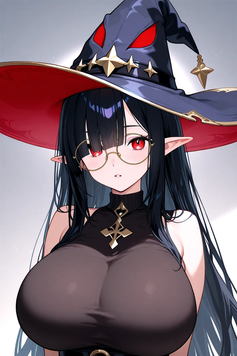 最high quality, high quality, 8k、High resolution,Highest quality、solo、Open Mouth Smile、A fat girl in black clothes with a black hat and glasses, Frivolous anime witch casting a spell, A strong and plump female magician, Black boots, chic, Anime Moe Art Style, Cute Witch, I also make fan art, Sky Witch